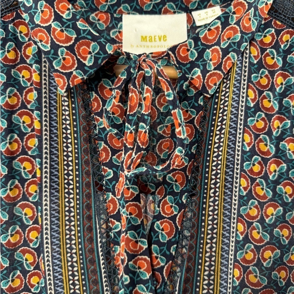 Maeve by Anthropologie Janie Flounced Peasant Blouse in Multi Size 4‎ - Picture 6 of 10